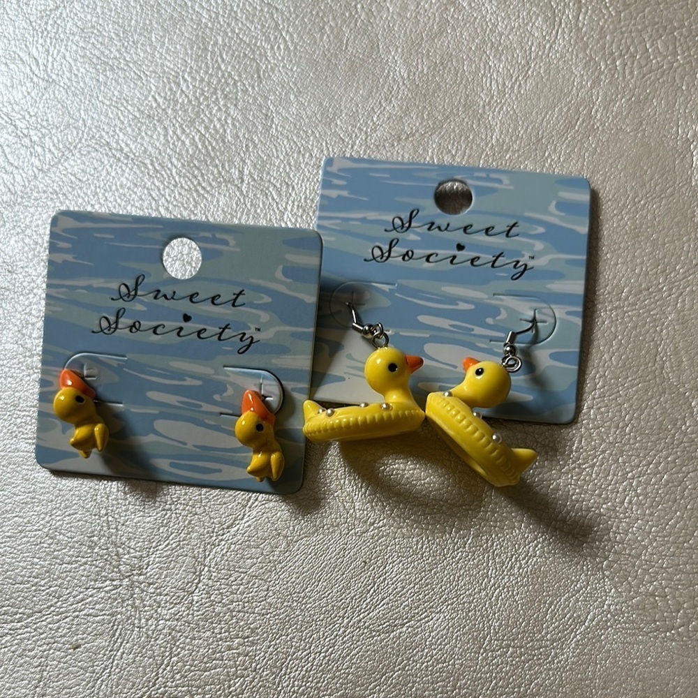 Vibrant Yellow Duck Jewelry Earrings